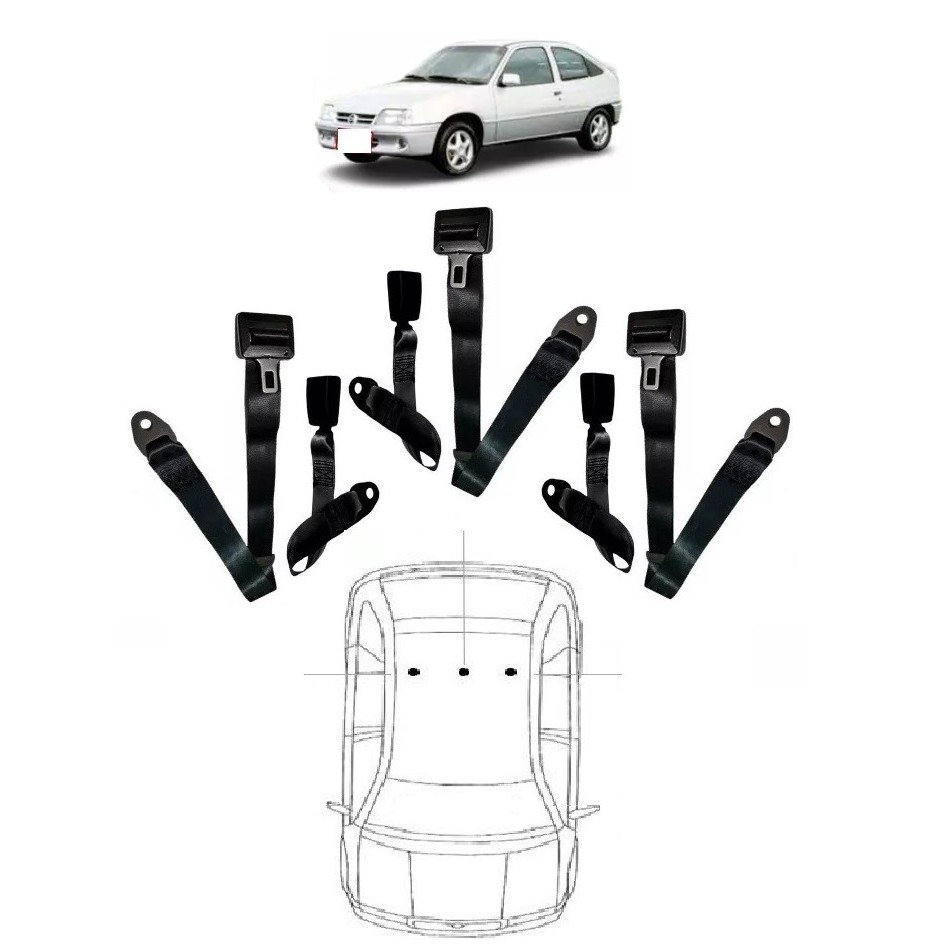 Kit cinto de segurança traseiro de 2 pontos GM Ipanema + fechos em Oferta na Shopee