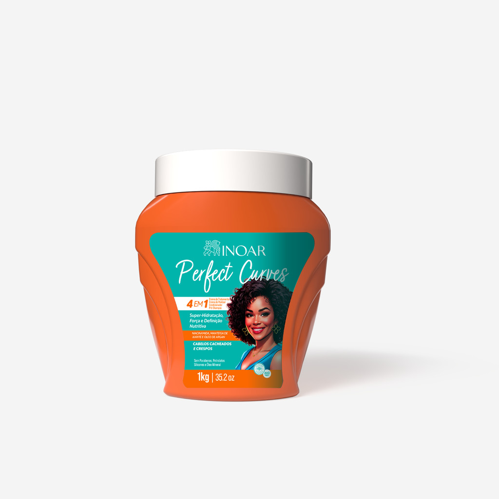 CREME DE TRATAMENTO INOAR PERFECT CURVES 1KG DEFINIÇÃO E HIDRATAÇÃO COM ATIVAÇÃO DE CACHOS PERFEITOS