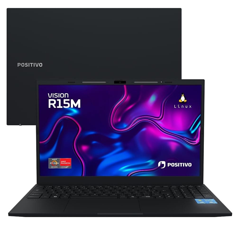 Notebook Positivo Vision R15M AMD® Ryzen 7-5825U Linux 32GB RAM 512GB SSD Wi-Fi 6 IPS - Minitela