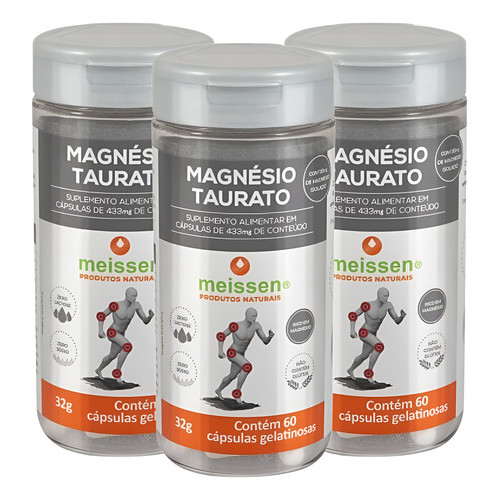 Kit 3 Magnésio Taurato 60 Cáps Original Meissen