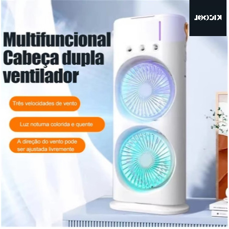 Imagem Portátil Climatizador Camada Ventilador Dupla Umidificador Hélice Giratório+rgb Ar C/ Reservatório kicool