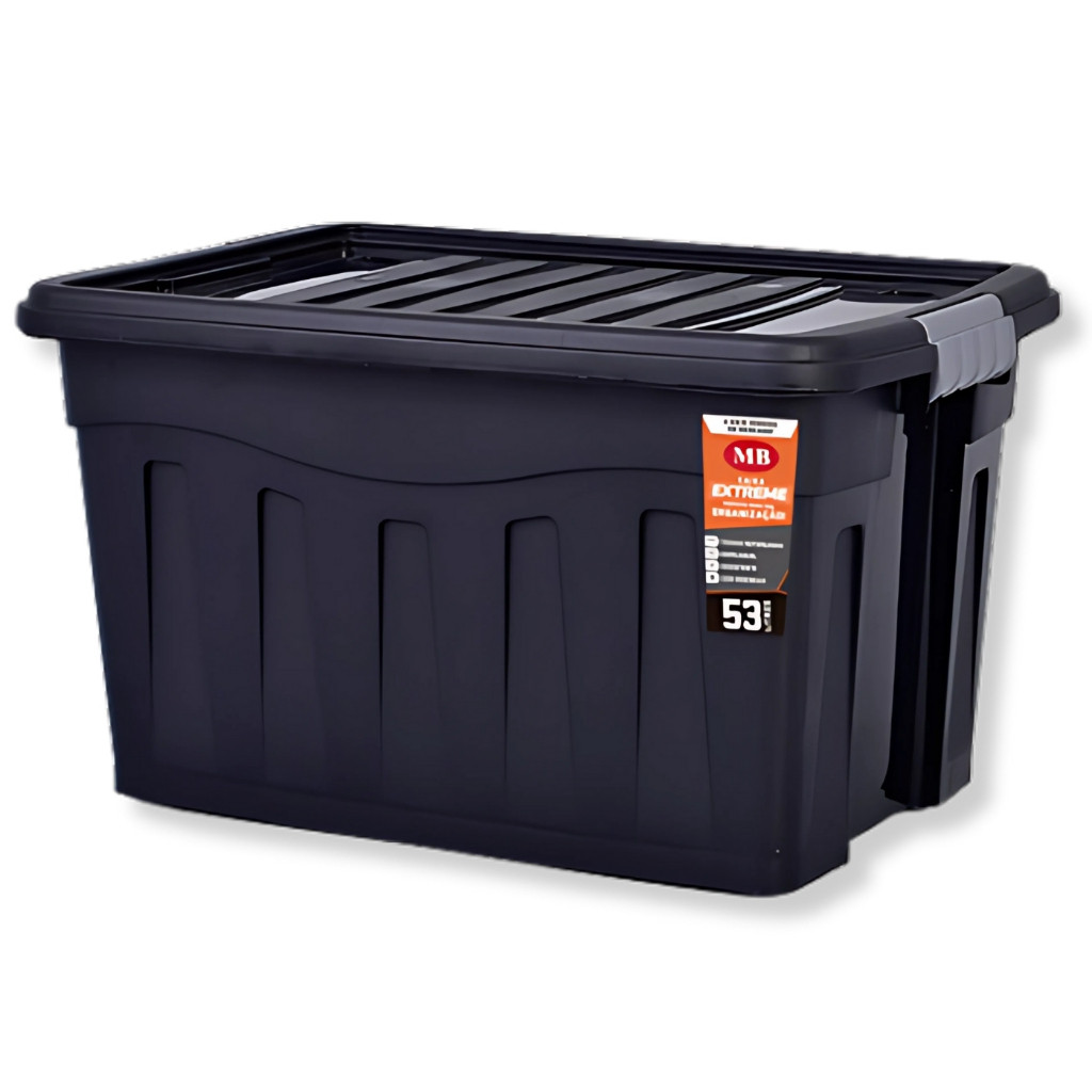 Caixa Organizadora 53L Multiuso Preta Com Tampa Firme Rodinhas Reforçadas e Trava de Segurança em Oferta na Shopee