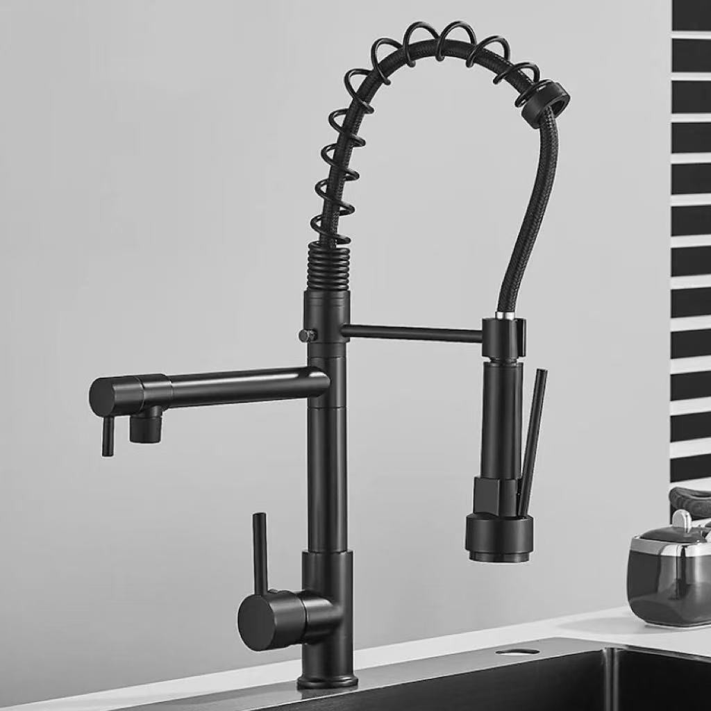 Torneira De Cozinha Gourmet Saida Dupla Com Extensor De Spray Tubo De Água Flexível Superior Prateado Para Ajuste a em Oferta na Shopee