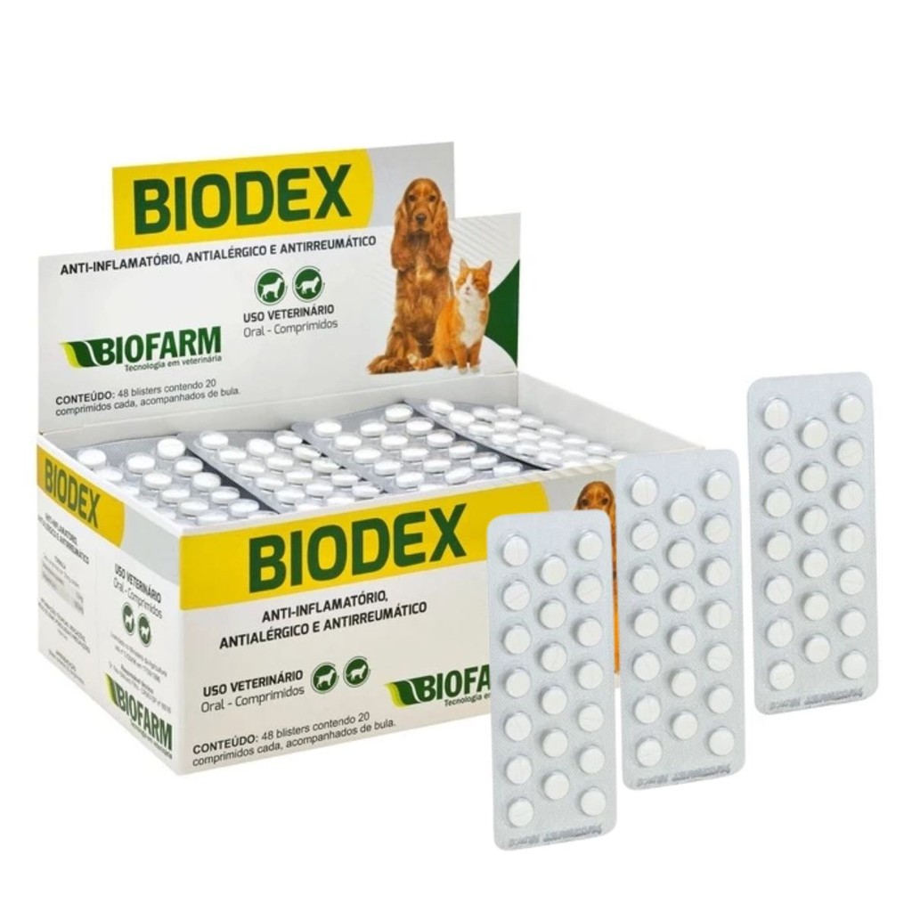 Kit 03 Cartelas Biodex 60 Comp. Para Cães e Gatos - Biofarm