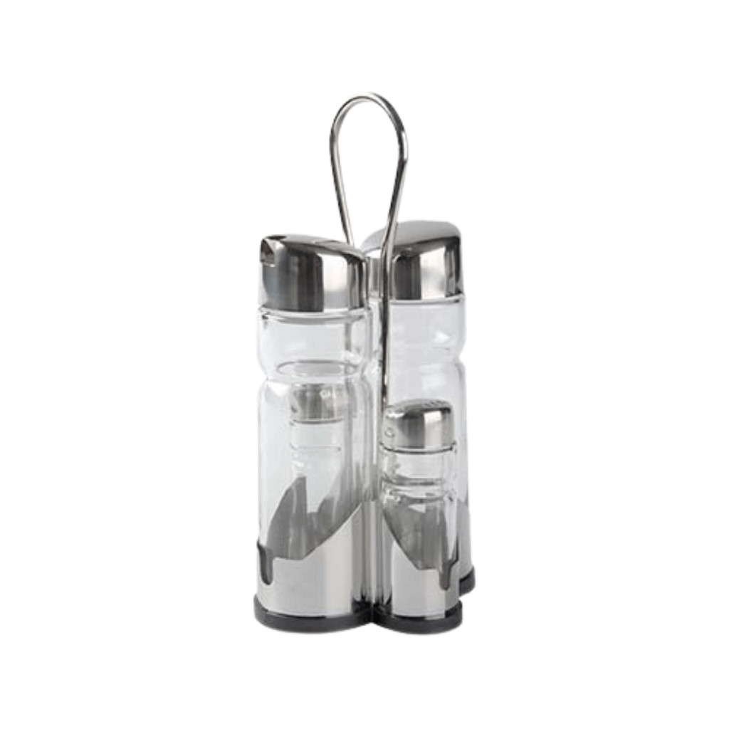 Galheteiro Porta Sal Saleiro Azeite Óleo 20x5,5cm Stylish 4 Peças Cozinha