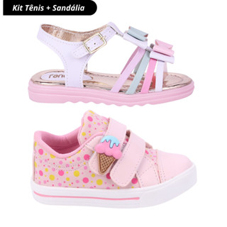 Kit 2 Pares Tênis e Sandália Infantil Feminina FanClub - Rosa Multicolorido em Oferta na Shopee