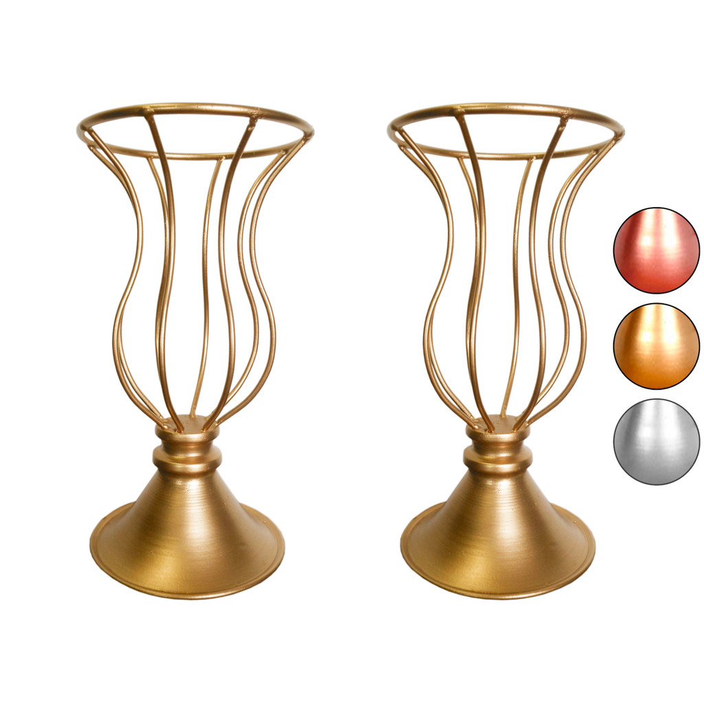 2 Vaso Dourado Armação Aramado 20cm Mini Para Pedraria Decoração de Mesa