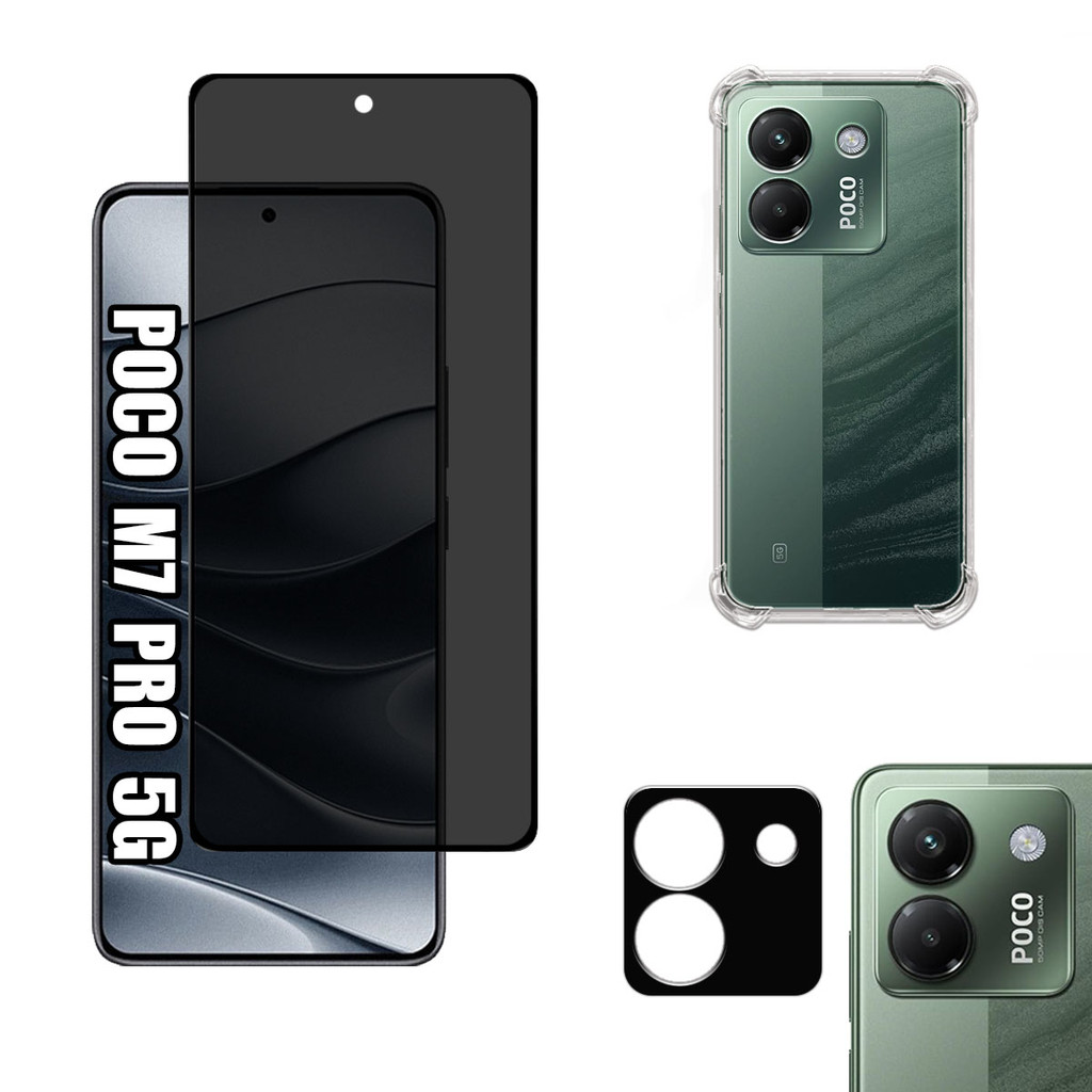 KIT Para Xiaomi Poco M7 Pro 5G - Película de Privacidade 3D - Capa - Câmera em Oferta na Shopee