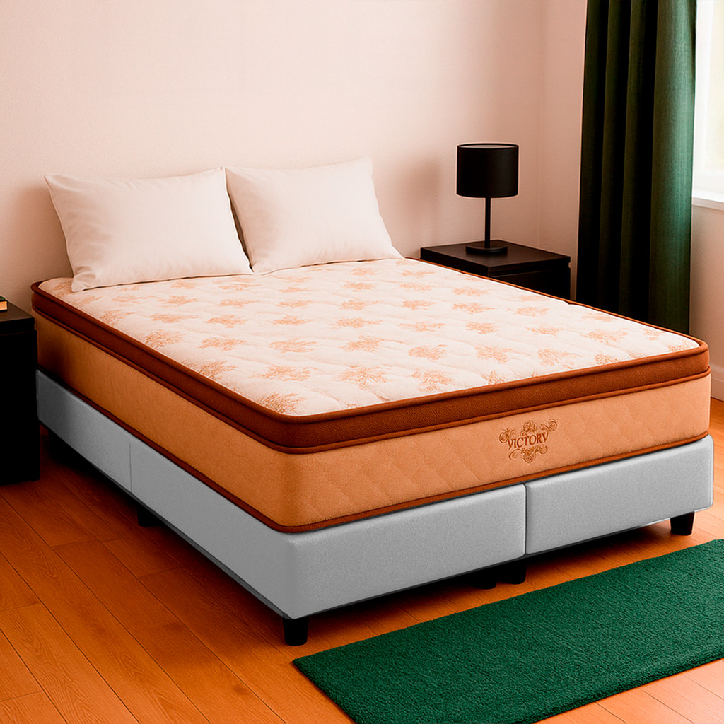 Cama Box Queen Branco e Colchão Four Season Molas Vstore