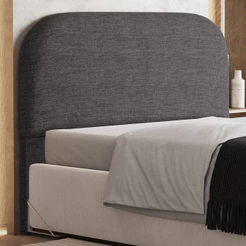 Cabeceira Cama Box Queen 160cm Orgânica Lanna W01 Linho Cinza Escuro - Lyam Decor