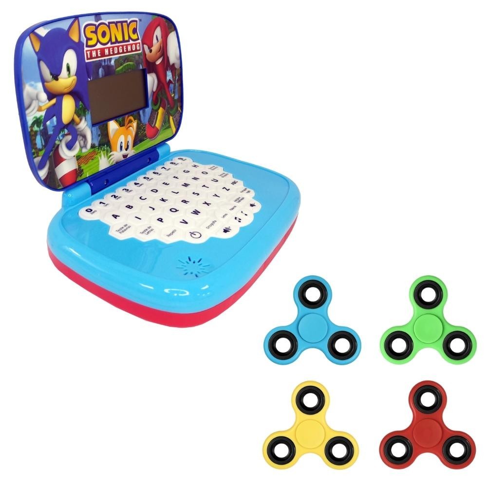 Kit Laptop Infantil Educativo Candide Sonic Bilíngue + 1 Fidget Spinner Sortido em Oferta na Shopee
