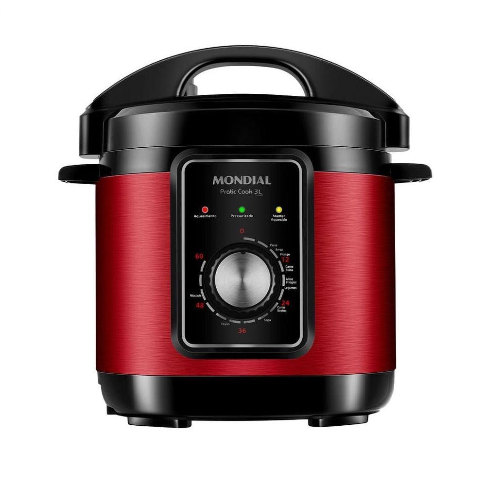 Panela De Pressão Elétrica Mondial Pratic Cook 3L Red 127V em Oferta na Shopee
