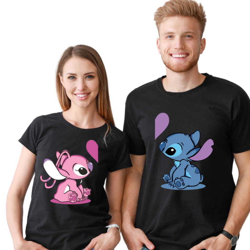 Kit Blusa Camiseta Invicto Moda casal Lilo e Stitch , 100% algodão,  estampa em DTF Hype