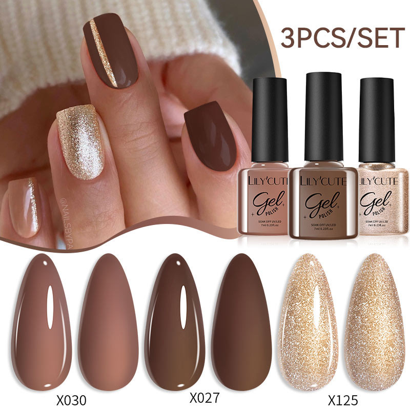 LILYCUTE 3PCS 7ML Suprimentos De Unhas De Gel De Polimento Vernis Semi Permanente Manicure Arte UV