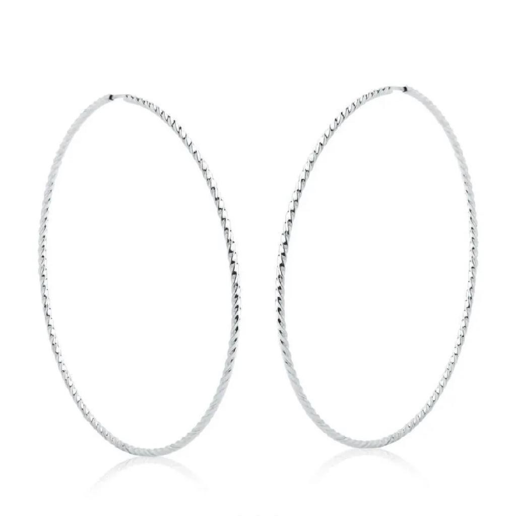 Brinco argola redonda fio torcido 41mm grande prata 925 em Oferta na Shopee