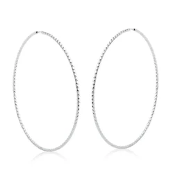 Brinco argola redonda fio torcido 41mm grande prata 925