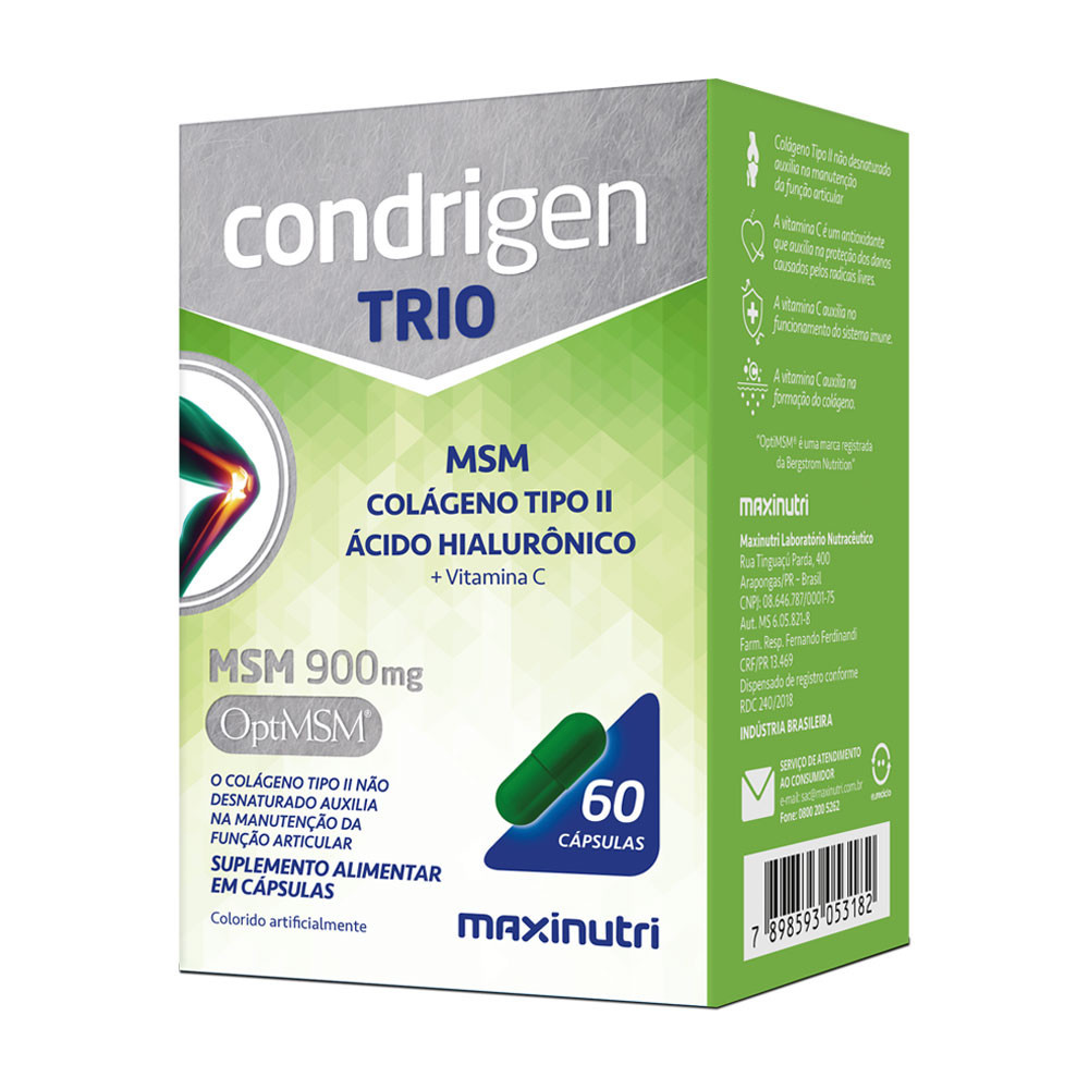 Condrigen Trio MSM Colágeno Tipo 2 HA e Vitamina C Maxinutri