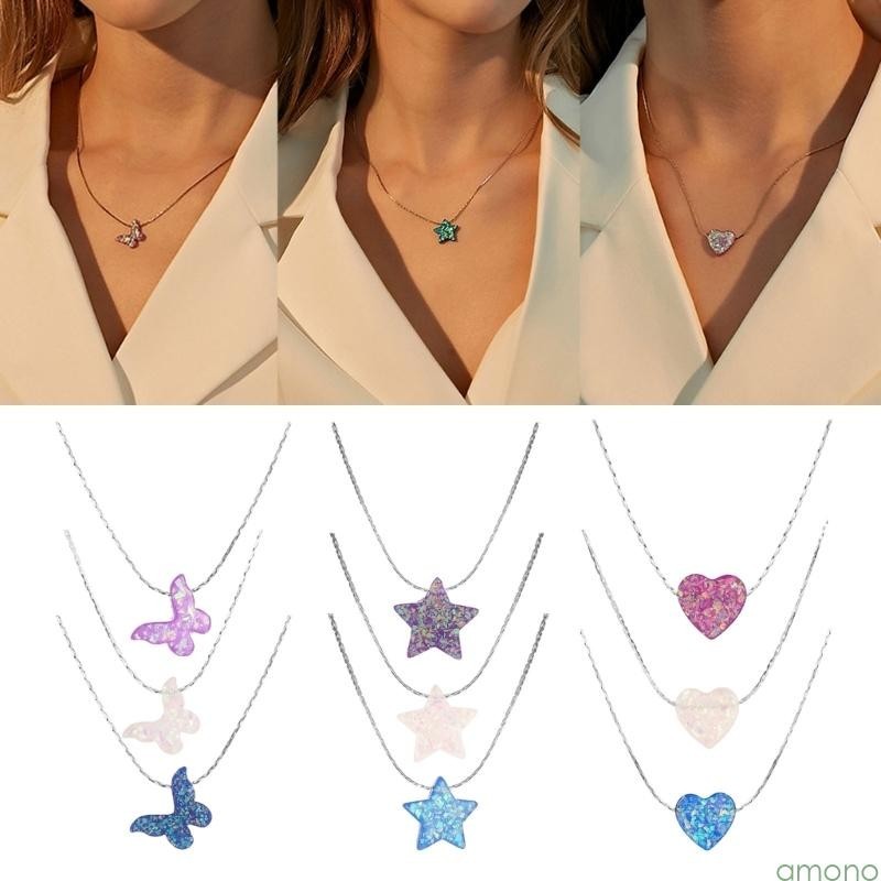 Colar Amon Butterfly Heart Star Pendant Perfeito Para Amigos Amados Da