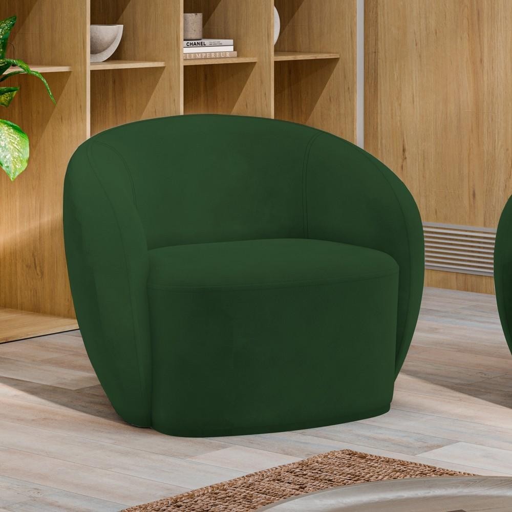 Poltrona para Sala de Estar Giratória Orgânica Garbin K04 Veludo Verde - Mpozenato