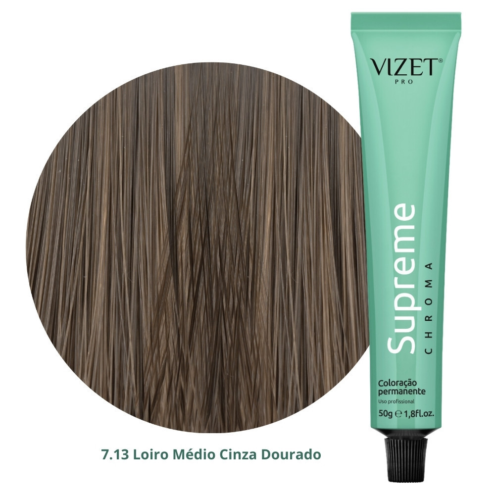 Coloração Supreme Chroma 7.13 Loiro Médio Cinza Dourado 50gr Vizet