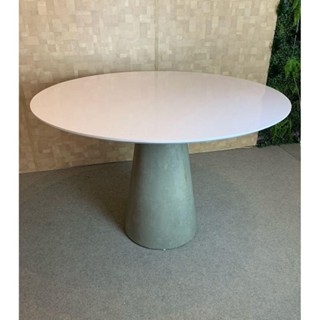 Mesa De Jantar Cone Cimento Queimado 100 Cm Tampo Branco em Oferta na Shopee