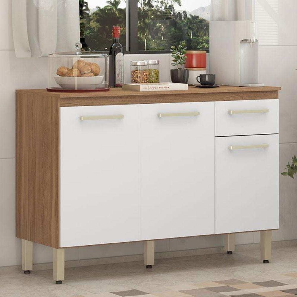 Balcão De Cozinha Dama Com Tampo 120 Cm Amendola Branco - Demóbile - Home & Living