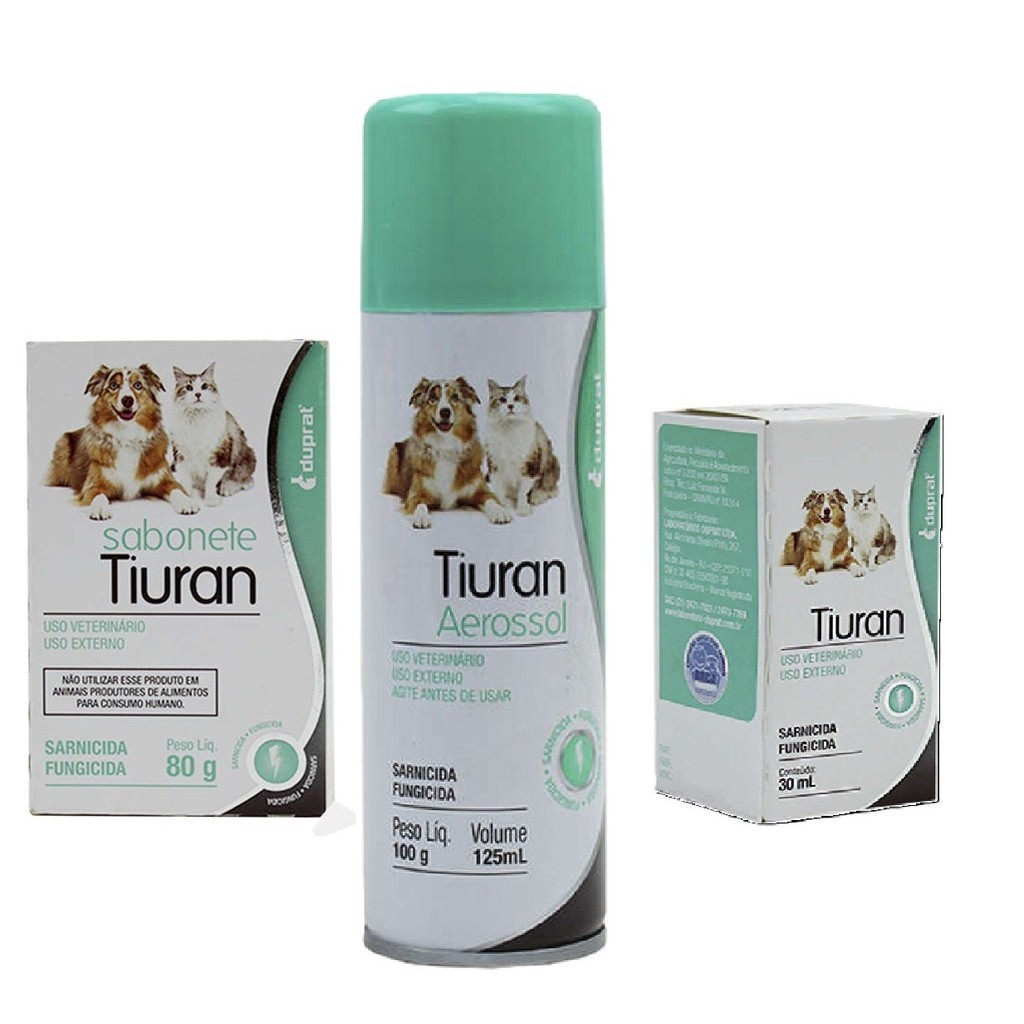 Kit Tiuran Aerossol Sarnicida + Sabonete Tiuran + Solução Tiuran 30 ml