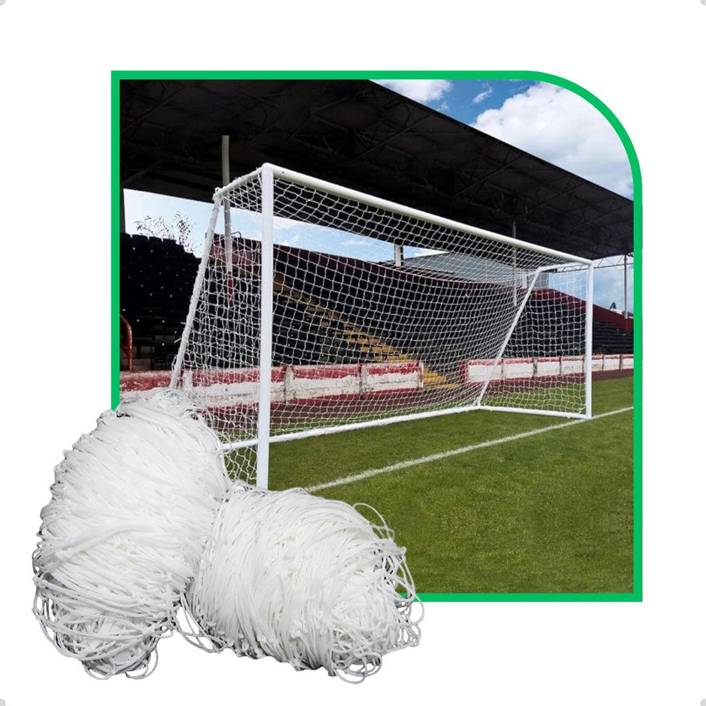 Par de Rede de Futebol Campo Quadrada Fio 2mm Seda Sports Mania