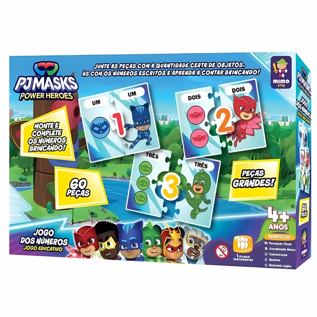 Jogo dos Números Infantil Educativo PJ Mask Mimo Toys Brinquedo Criança Presente Desenvolvimento em Oferta na Shopee