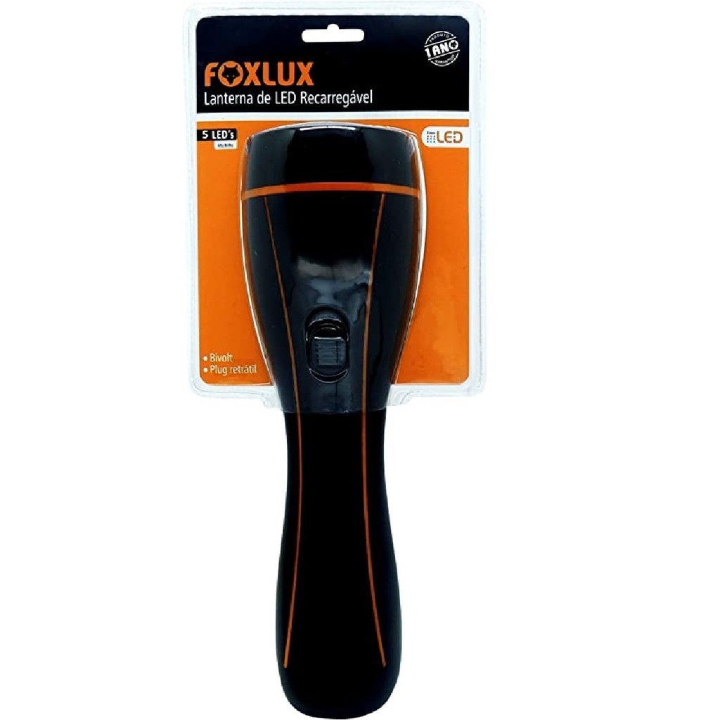 Lanterna Led Foxlux Recarregável 5 Leds Bivolt Plug Retrátil | prática e portátil em Oferta na Shopee