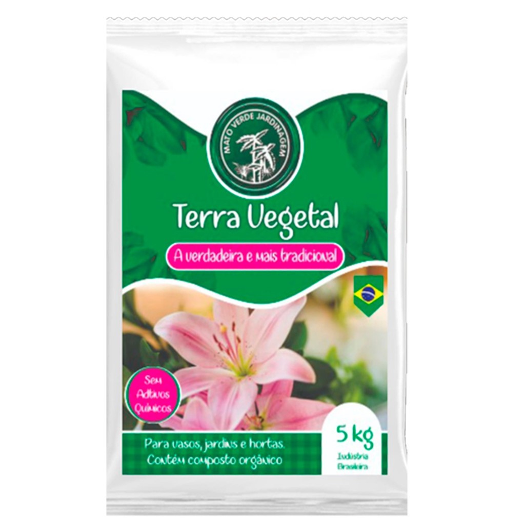 Terra Vegetal 5 Kg Substrato Adubo Mato Verde Ouro Verde