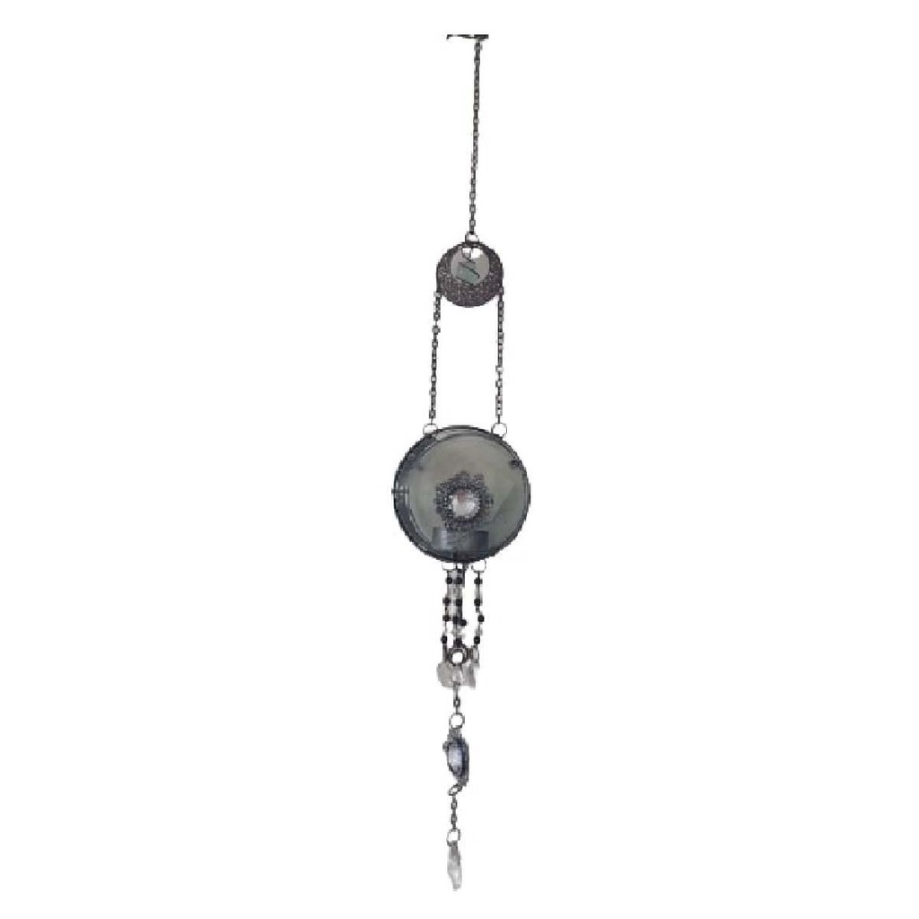 Porta Vela Suspenso Castiçal Vidro Decorativo Luxo Cinza
