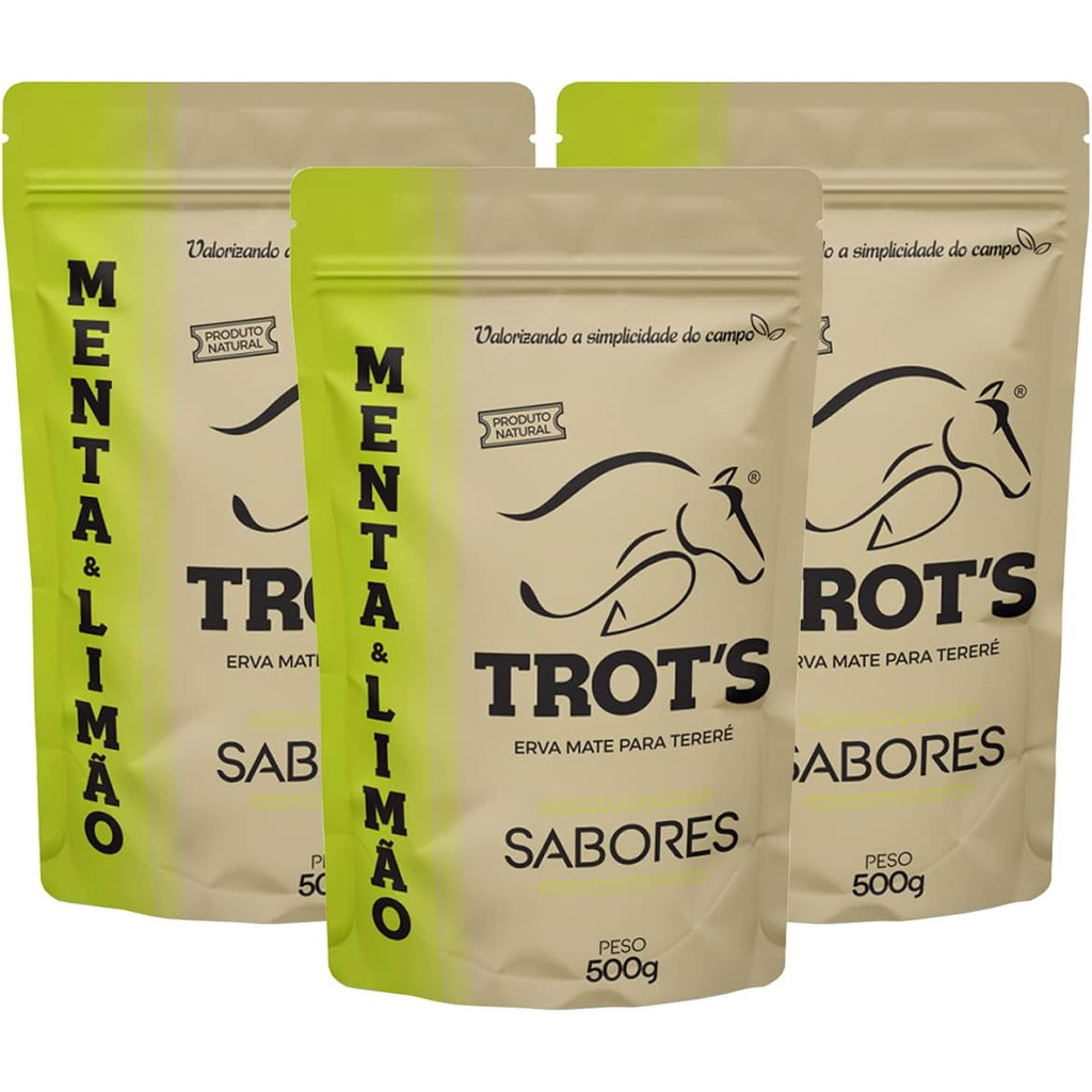 Kit 3 Erva Mate Tereré Premium Trots 500g Sabor Menta E Limão