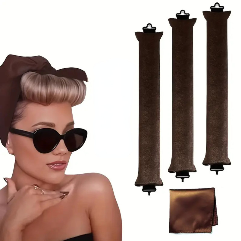 Conjunto De Rolos De Cabelo 4Pcs Com Lenço , Encaracolar Satin Heatless-Para | Modeladores De Cabelos Sem Calor E Quentes Dormir Em Fita De Cabeça De Haste em Oferta na Shopee