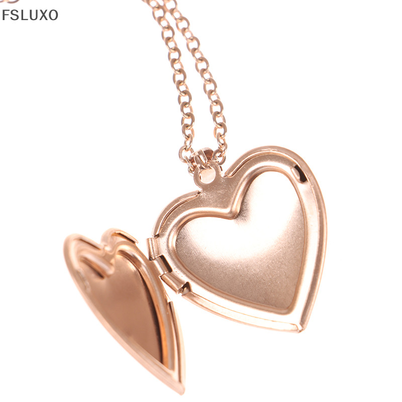 FSLUXO Love Heart Locket Pendants for Women Men Moldura Fotográfica Aberta Necklace .