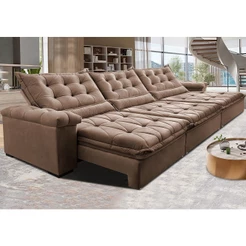 Sofá Retrátil e Reclinável 4,15m Cama inBox Big Fresh com SoftGel D40 Velupluma Castor