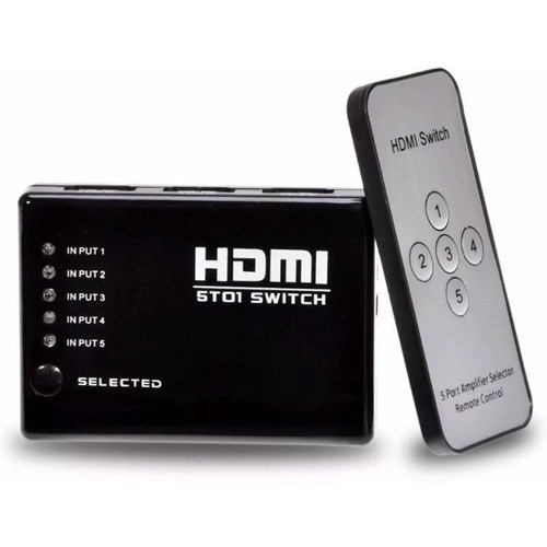 Hub Switch Hdmi 5 Portas / Controle/ Preto
