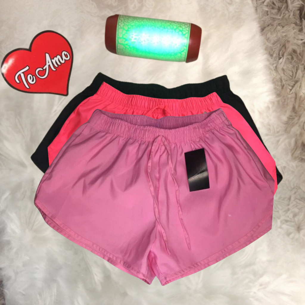 KIT 3 short  tactel feminino casual saida de praia corrida treino shorts academia shortinho  caminhada P ao EXG