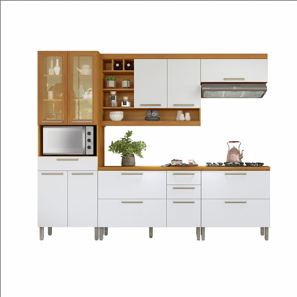 Cozinha Modulada 5 Peças Armário Geladeira Burguesa Premium em MDF Nesher
