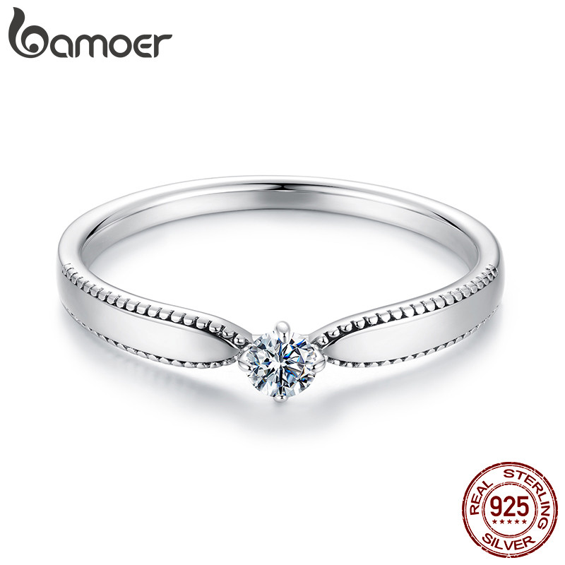 Anel De Prata Esterlina 925 Bamoer Brilhante Moissanite Joia Presente Para Mulheres em Oferta na Shopee