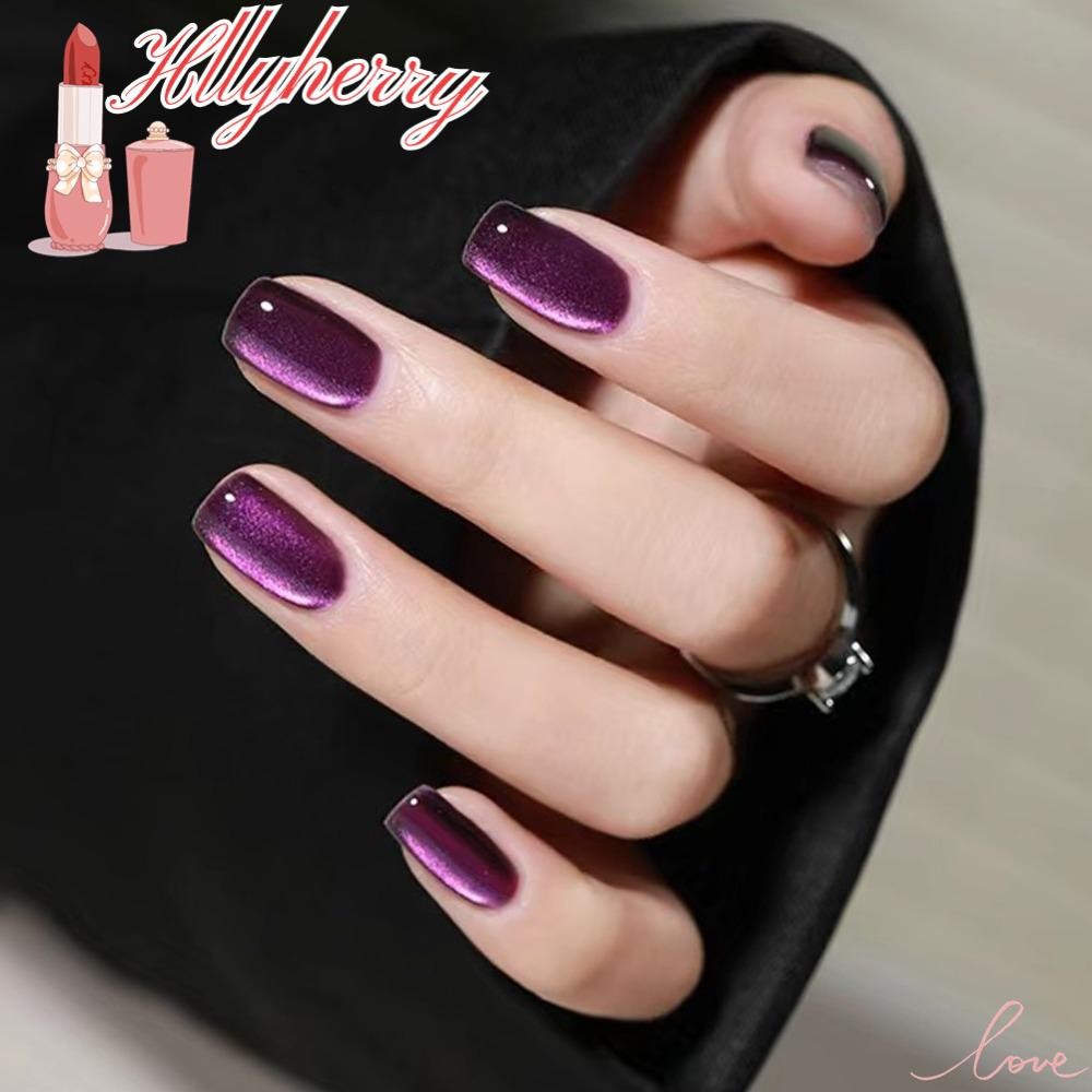 HLLYHERRY Unhas Falsas , Formato Quadrado , Cobertura Completa , Francesas , Manicure Vest...