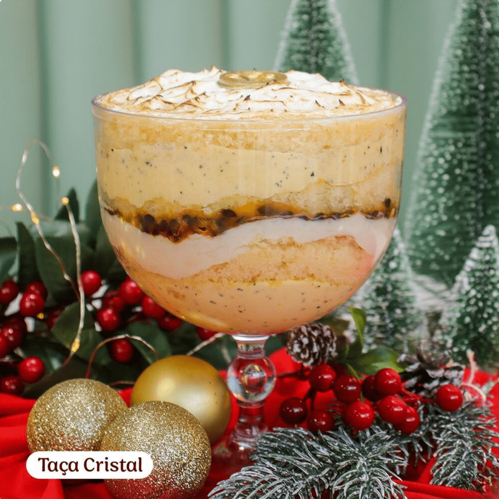 1~6 Taça Cristal Transparente 1250ml Bluestar Tampa Alta Gourmet Sobremesas Doces Pavê Luxo