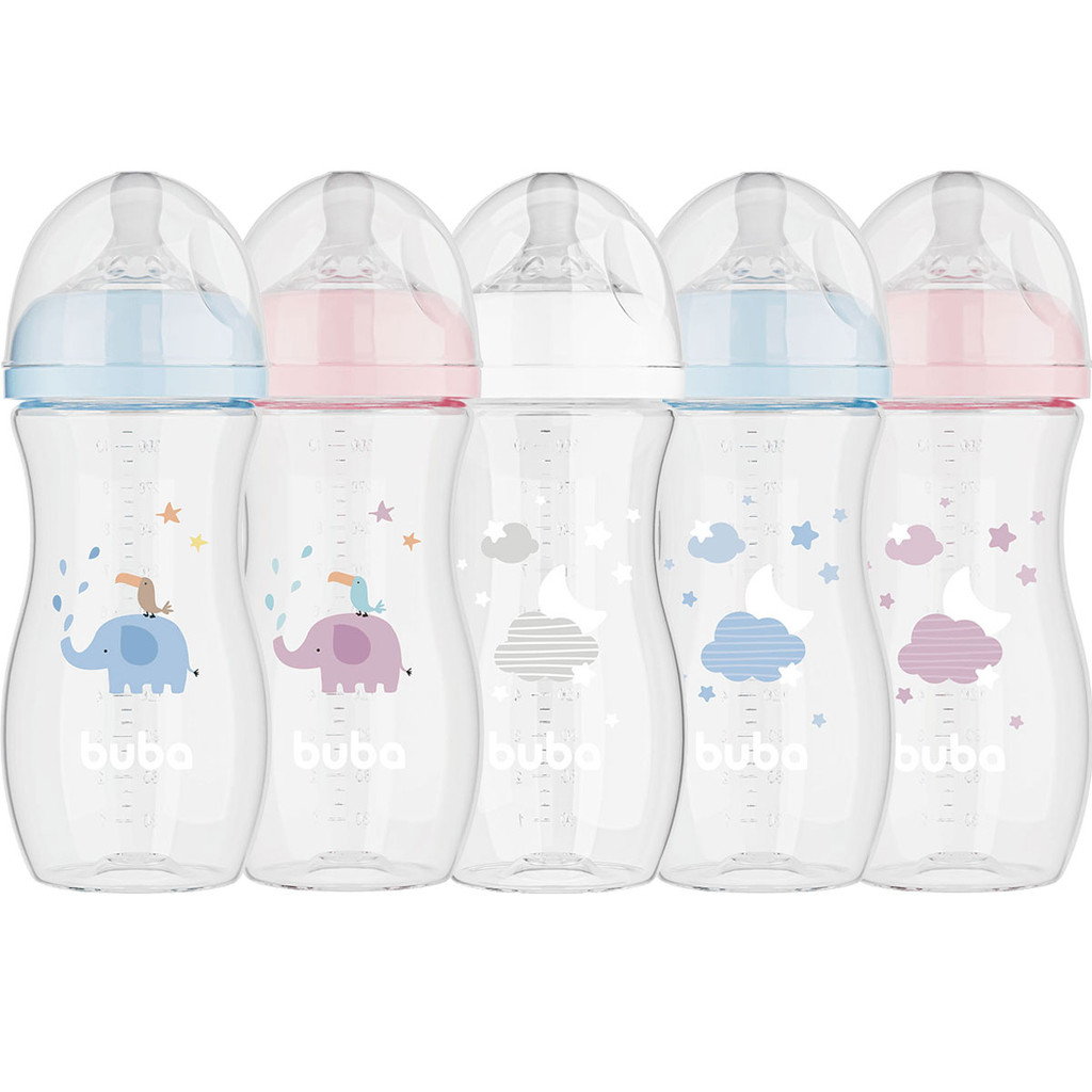 Mamadeira para Bebês 4 meses ou mais com Bico Silicone Design Ergonômico Vedação Segura Buba
