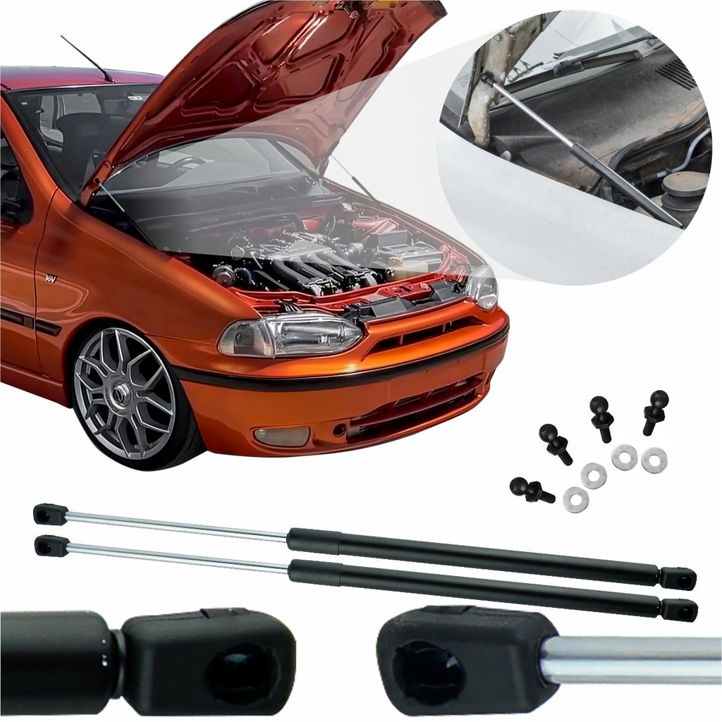 Kit Adaptação Amortecedor Duplo Capô Palio Weekend Strada Siena G1 Elimina vareta