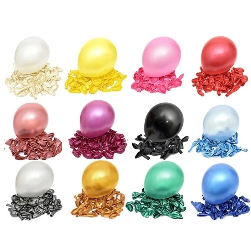 Bexiga Balão Pérola Metalizado Nº 10 Pol C/ 25un Cores Diversas em Oferta na Shopee