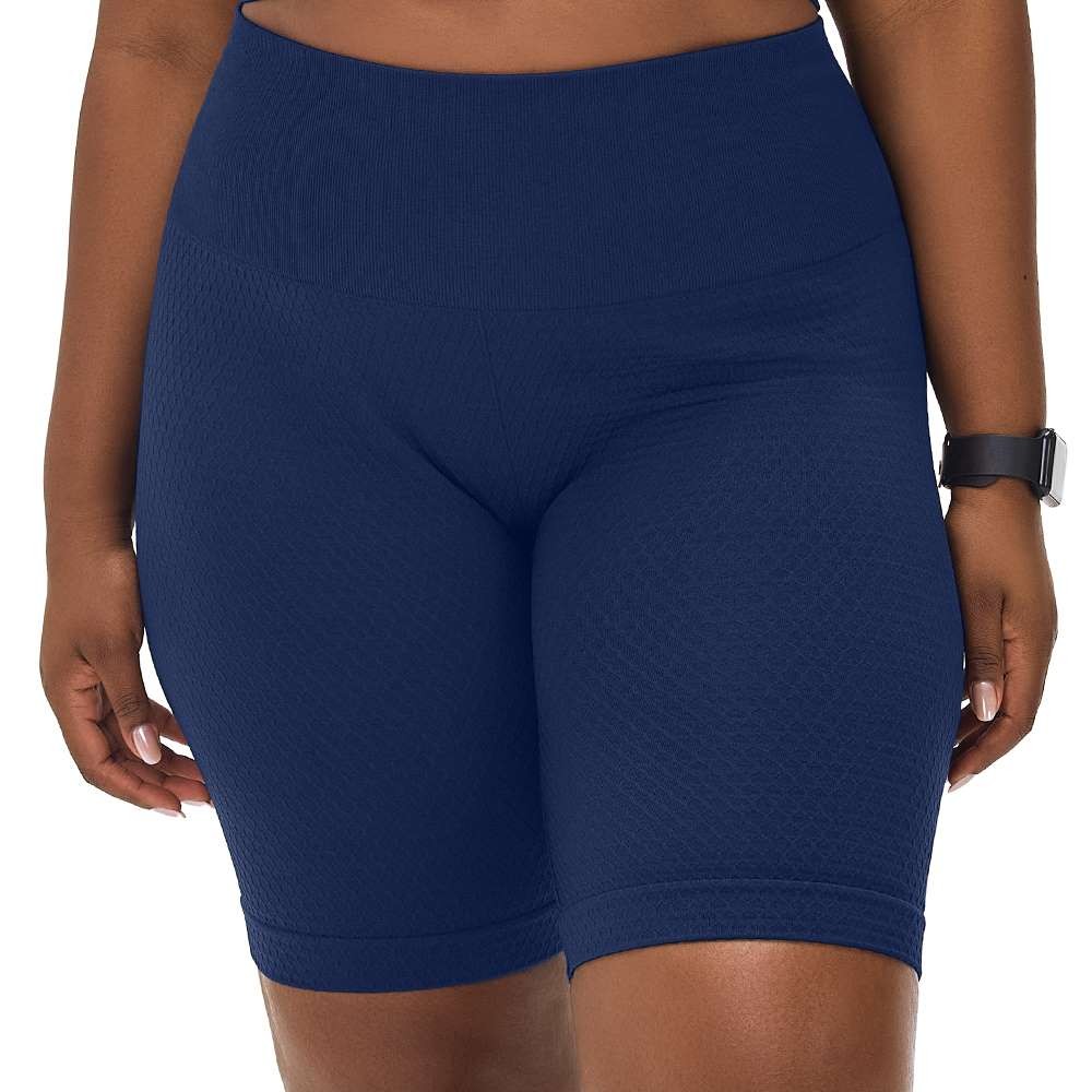 Imagem Short Fitness sem Costura Plus Size com Jacquard Colmeia Marinho Zee Rucci