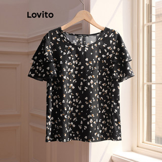 Lovito Blusa casual com babados florais Ditsy para mulheres LBL17105 em Oferta na Shopee