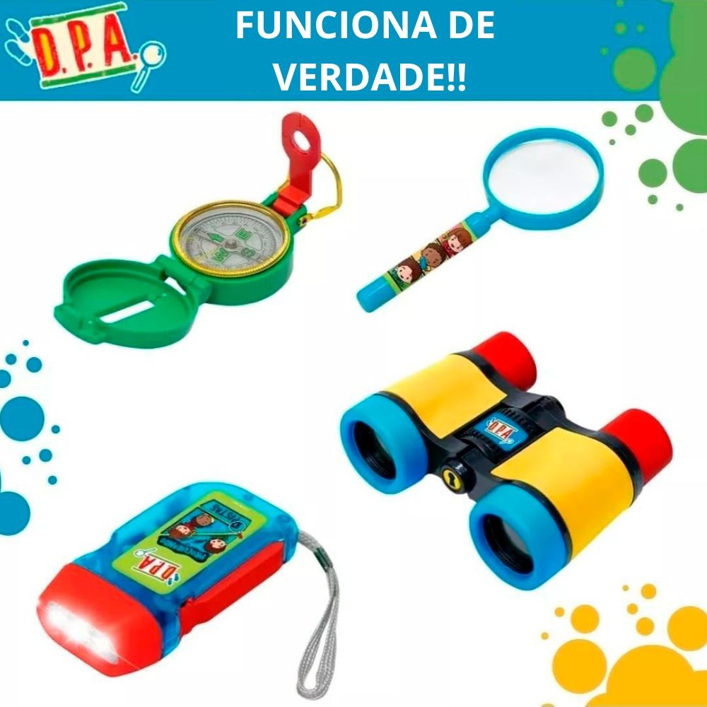 Kit Detetives Do Prédio Azul DPA Brinquedo Lanterna funciona de verdade Brinquedo Educativo Crianças 3 anos +