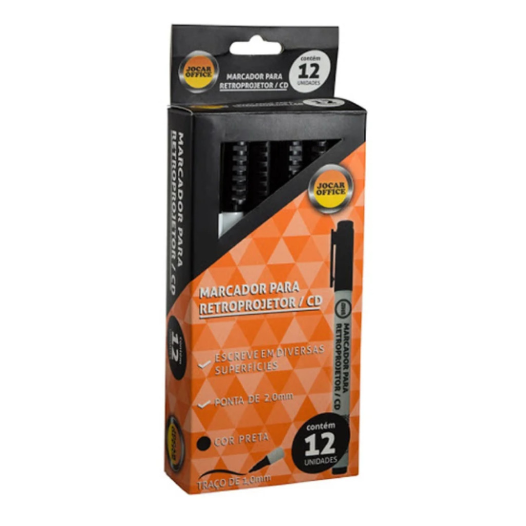 Pincel Para Retroprojetor/CD Preto Jocar Office - Caixa com 12 Unidades em Oferta na Shopee