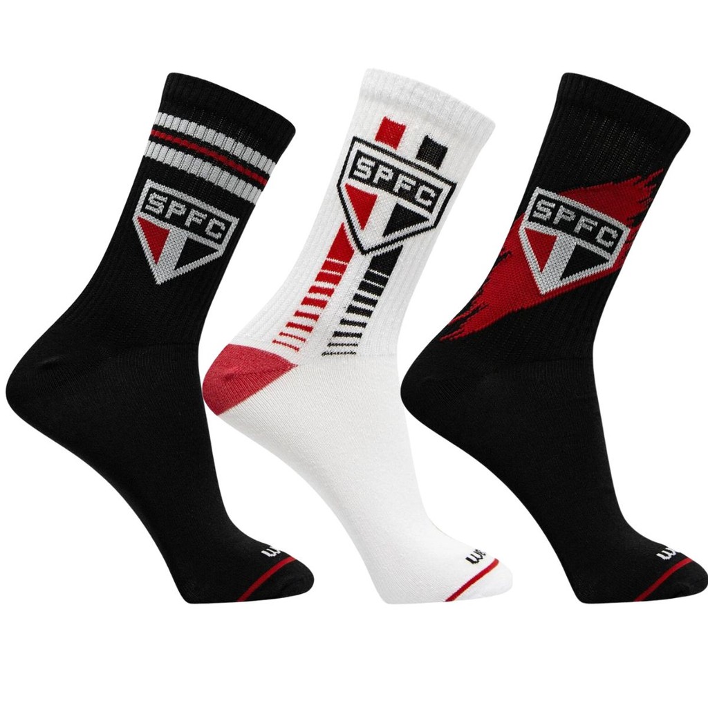 Kit 2 Pares Meias Masculina São Paulo Cano Médio Algodão Rikam em Oferta na Shopee